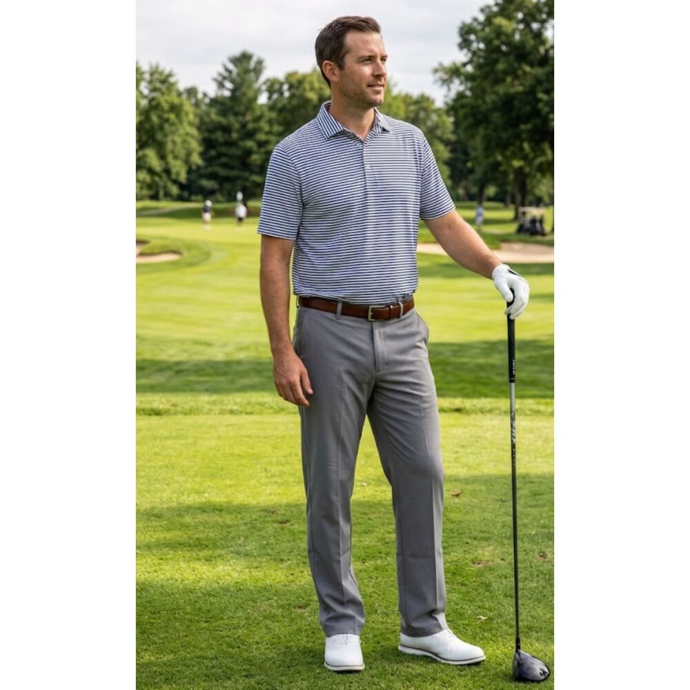 New PGA Tour Flat Front Active Expandable Waistband Golf Pants Mens Size 32 x 32